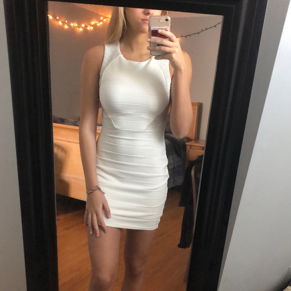 White Bodycon Guess Homecoming Dress